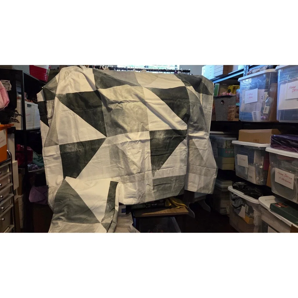 Modern Geometric Triangle King Duvet Cover Set Grey White Charcoal Minimalist